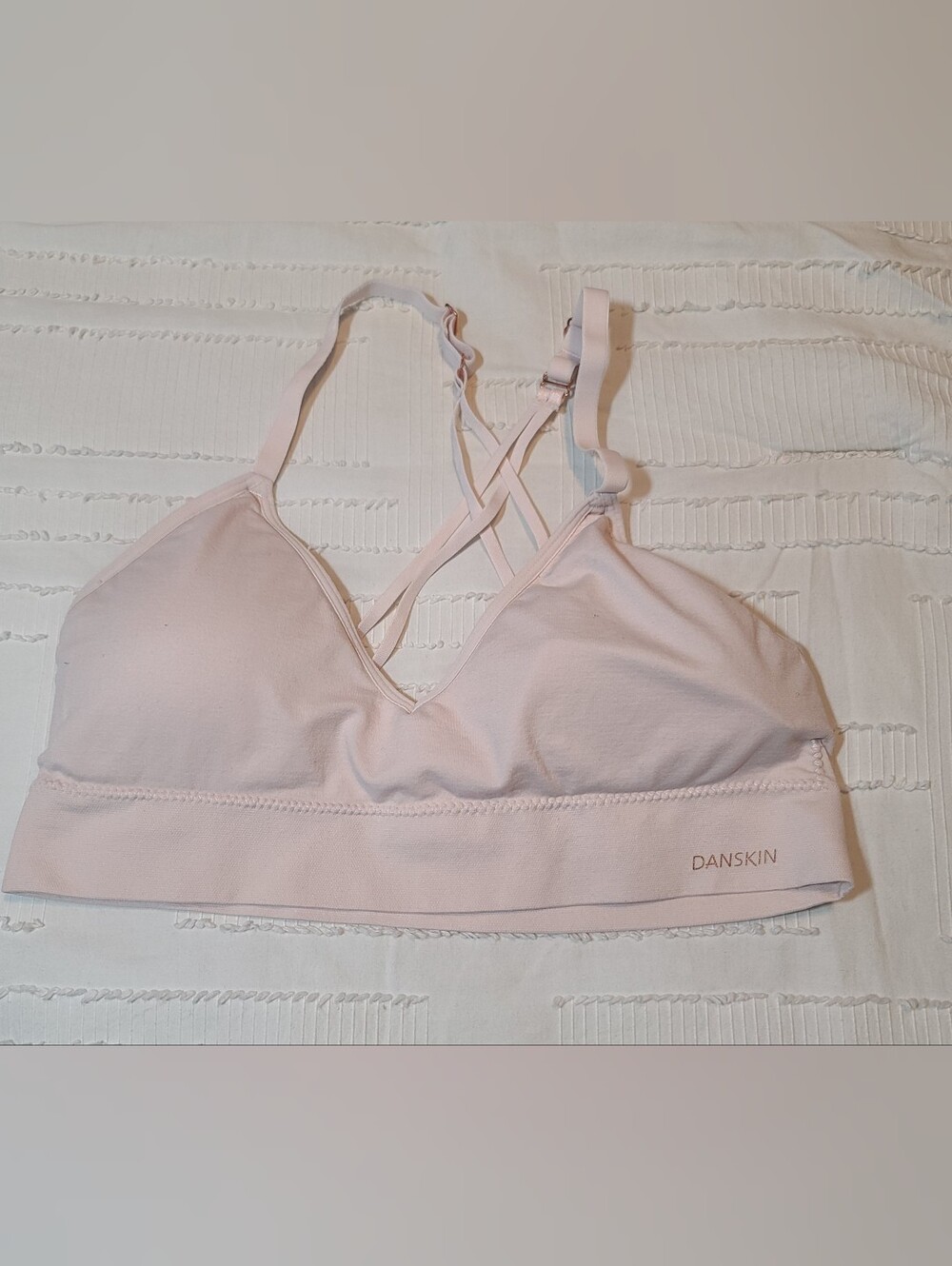 Danskin Light Pink Strappy Padded Bralette Large